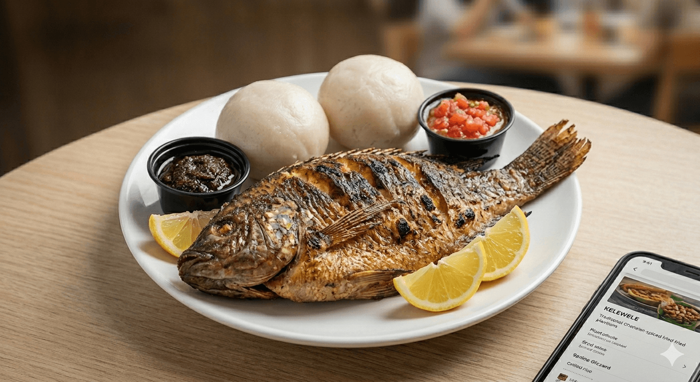 Banku with grilled tilapia
