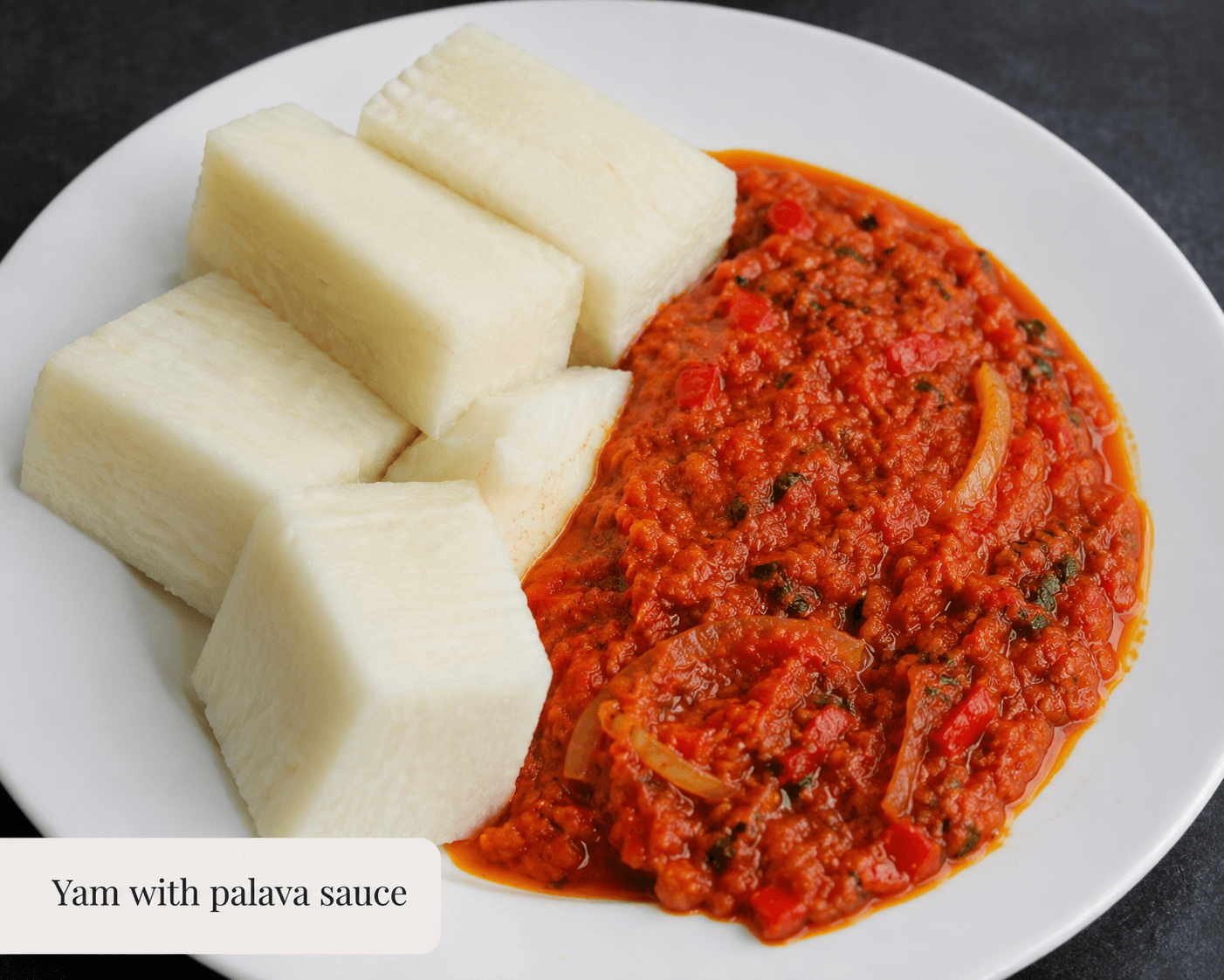 Yam with palava sauce